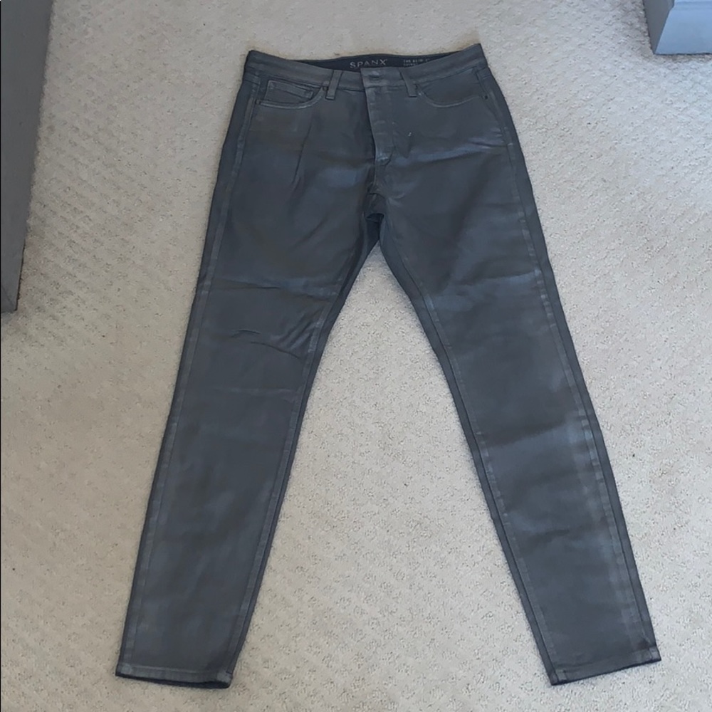 Spanx silver metallic jeans